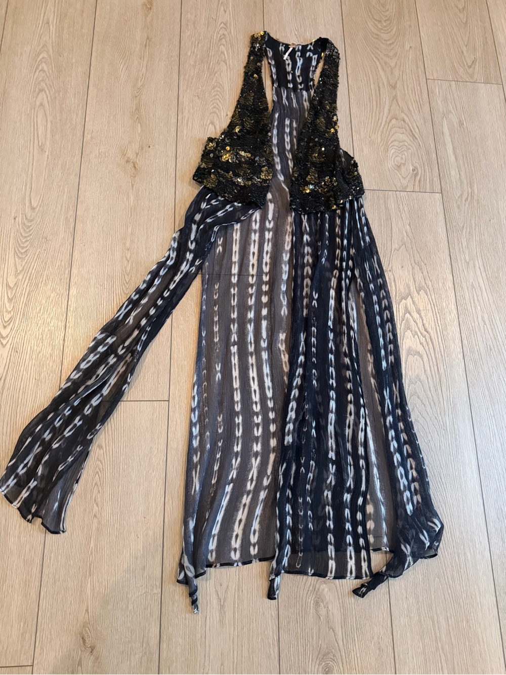 Vest Black Gold Sequin Bodice